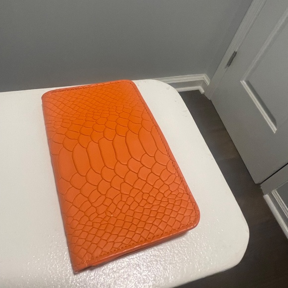 GiGi New York Mini Phone Case Wallet Python Embossed Leather Bermuda Orange - Picture 5 of 5